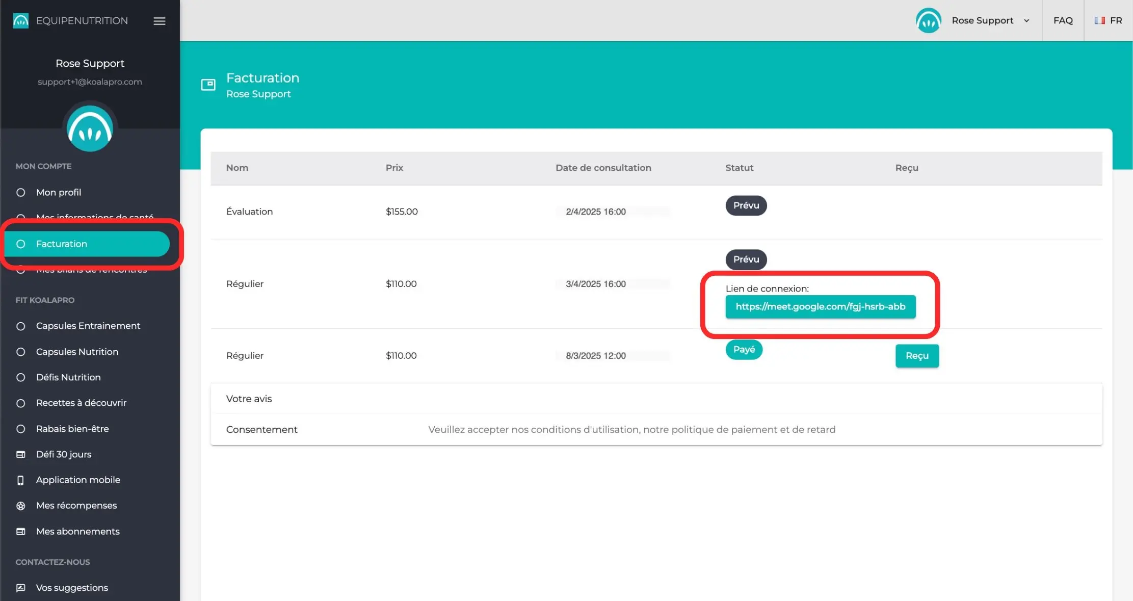 1.5 Comment obtenir le lien de connexion pour mon rendez-vous virtuel