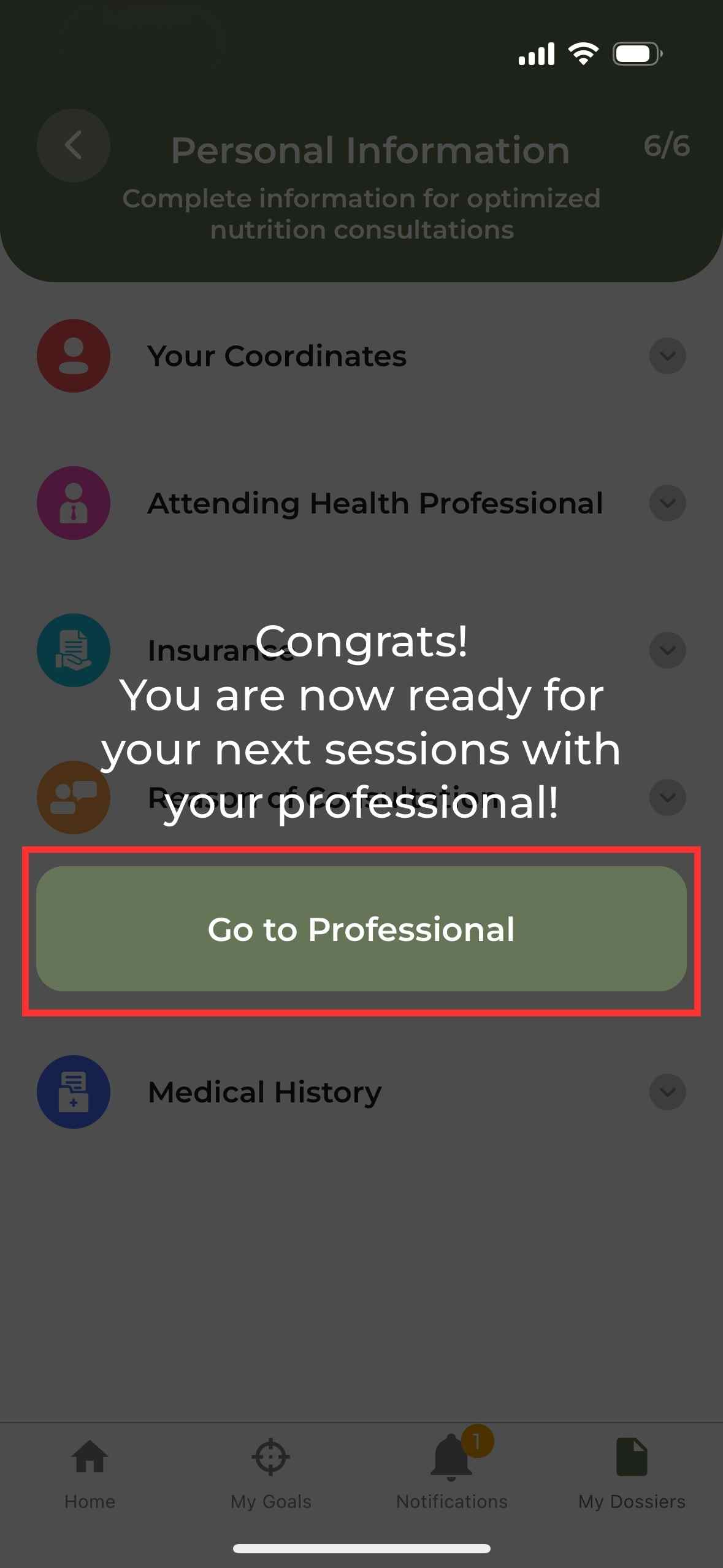 My Dossiers - Session with your professional