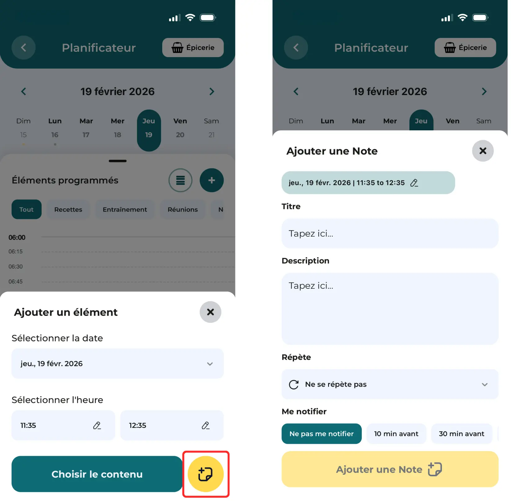 3.12 Comment ajouter une note à mon planificateur ?