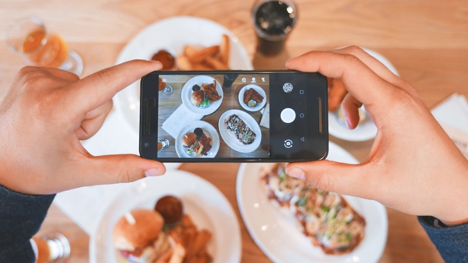 technologie, application, photo de repas