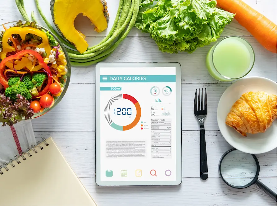 Tablette avec application qui calcule les calories