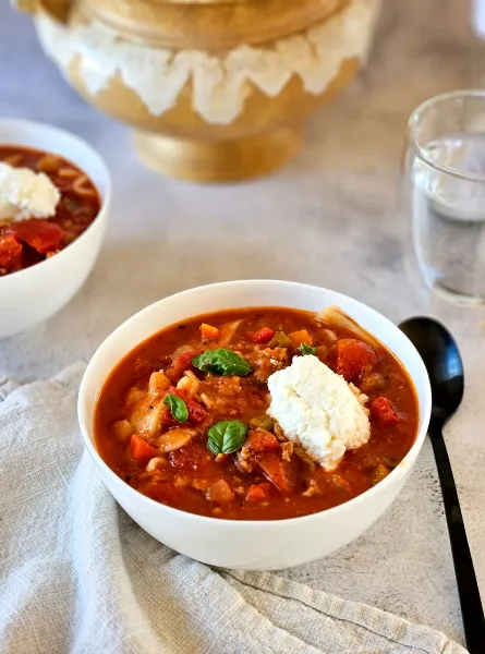 Soupe lasagne végétarienne Vegetarian Lasagna Soup