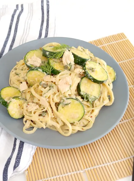 Creamy Salmon and Zucchini Noodles