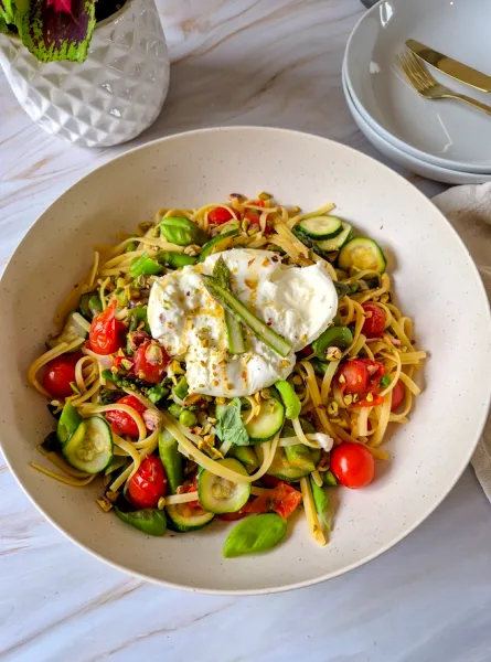 Fettuccines à la burrata et légumes de saison ÉquipeNutrition TeamNutrition
